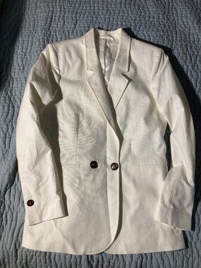 Toteme Makuyo Blazer cotton linen stretch white size L